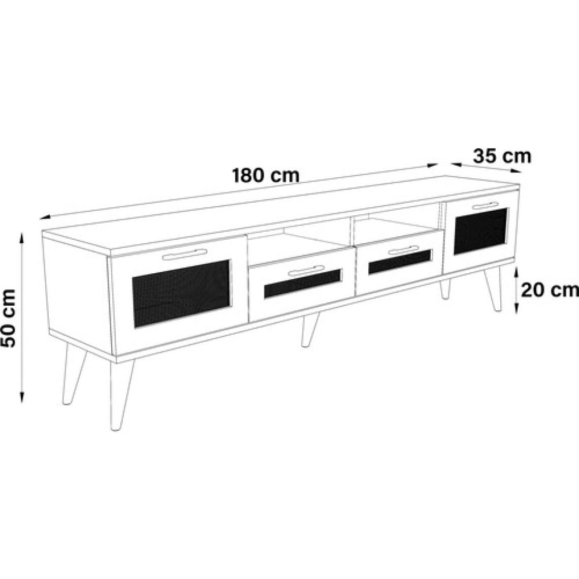 Avanos Ahşap Ayaklı 180 cm Beyaz Tv Ünitesi