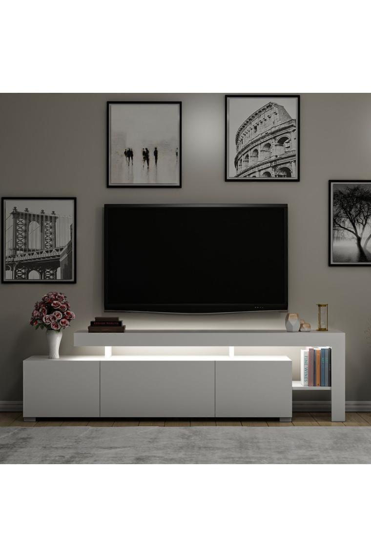 Inarch Dizayn Beliz Beyaz Işıklı Tv Ünitesi