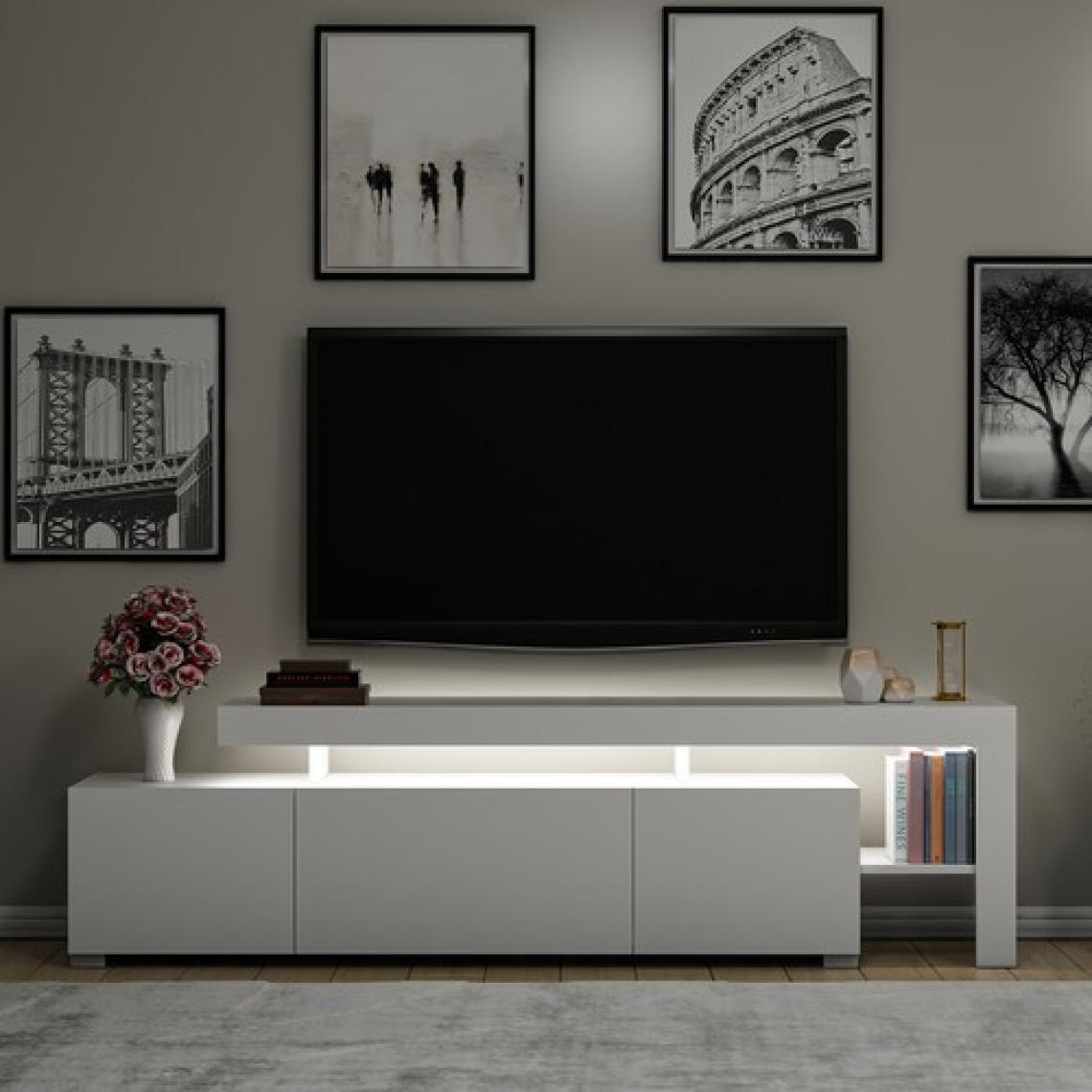 Inarch Dizayn Beliz Beyaz Işıklı Tv Ünitesi