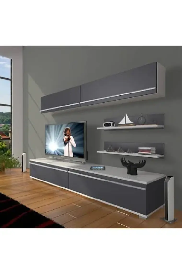Decoraktiv Eko 5 Mdf Std Tv Ünitesi Tv Sehpası Parlak Beyaz