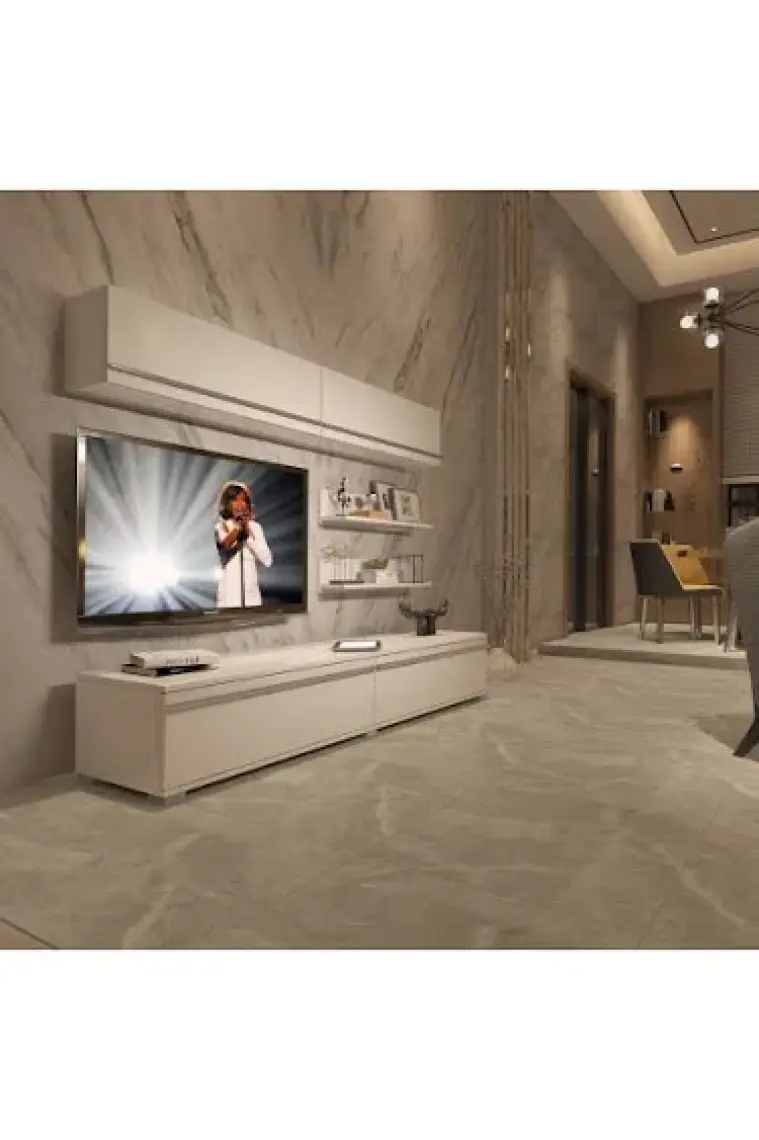 Decoraktiv Eko 5 Mdf Std Tv Ünitesi Tv Sehpası Parlak Beyaz