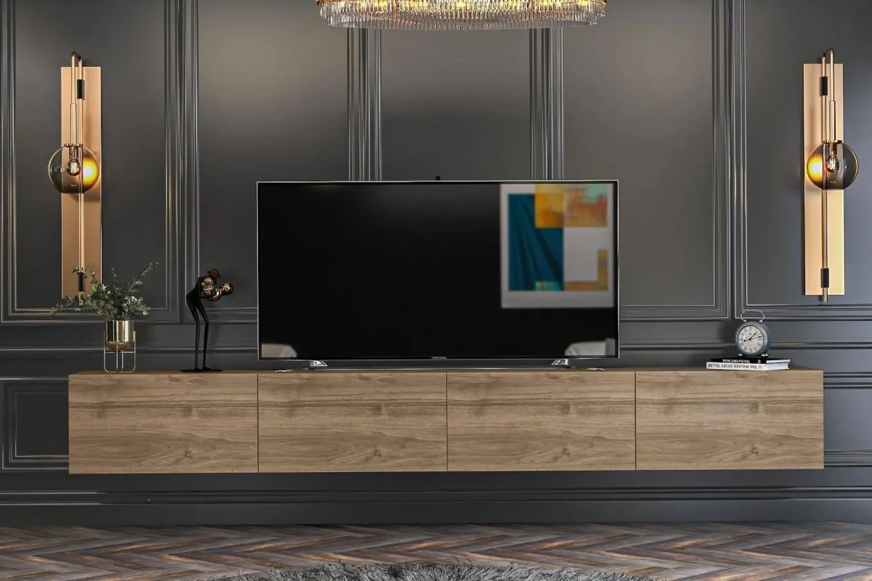 Givayo Milan Tv Ünitesi Duvara Monte - Ayaklı Kullanım 240 cm