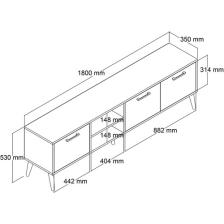 Mezza Exxen 180 cm (Ahşap Ayaklı) Tv Ünitesi Hat Rengi 1583