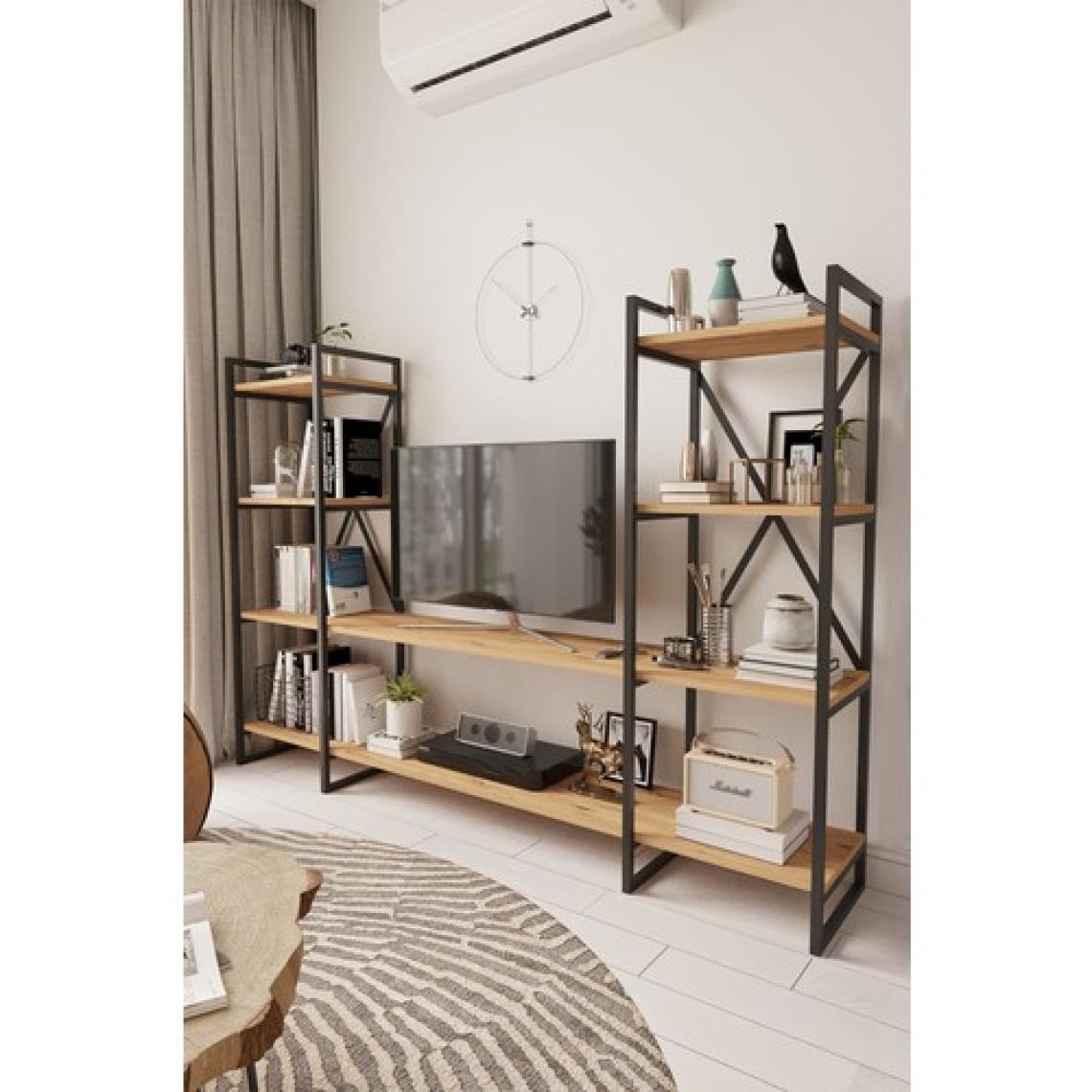 Mobitopya Nilamu  Tv Ünitesi 200 cm  / Metal Aksamlı / Açık Raf / Kitaplık / Organizer / Ofis / Ev / Salon / Tv Sehpası / Dekoratif