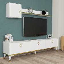 Bimossa E4510 Vesta Tv Ünitesi Beyaz Gold Detaylı