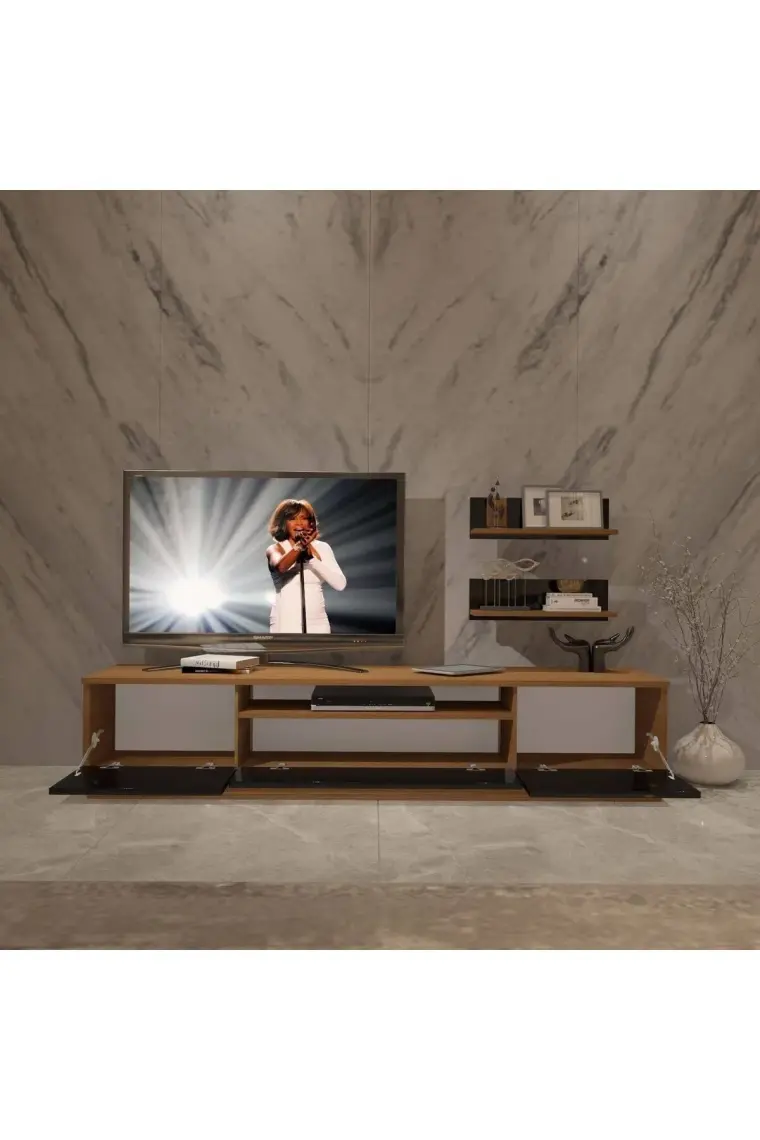 Decoraktiv Trendstyle 4s Mdf Tv Ünitesi Tv Sehpası Ceviz Siyah