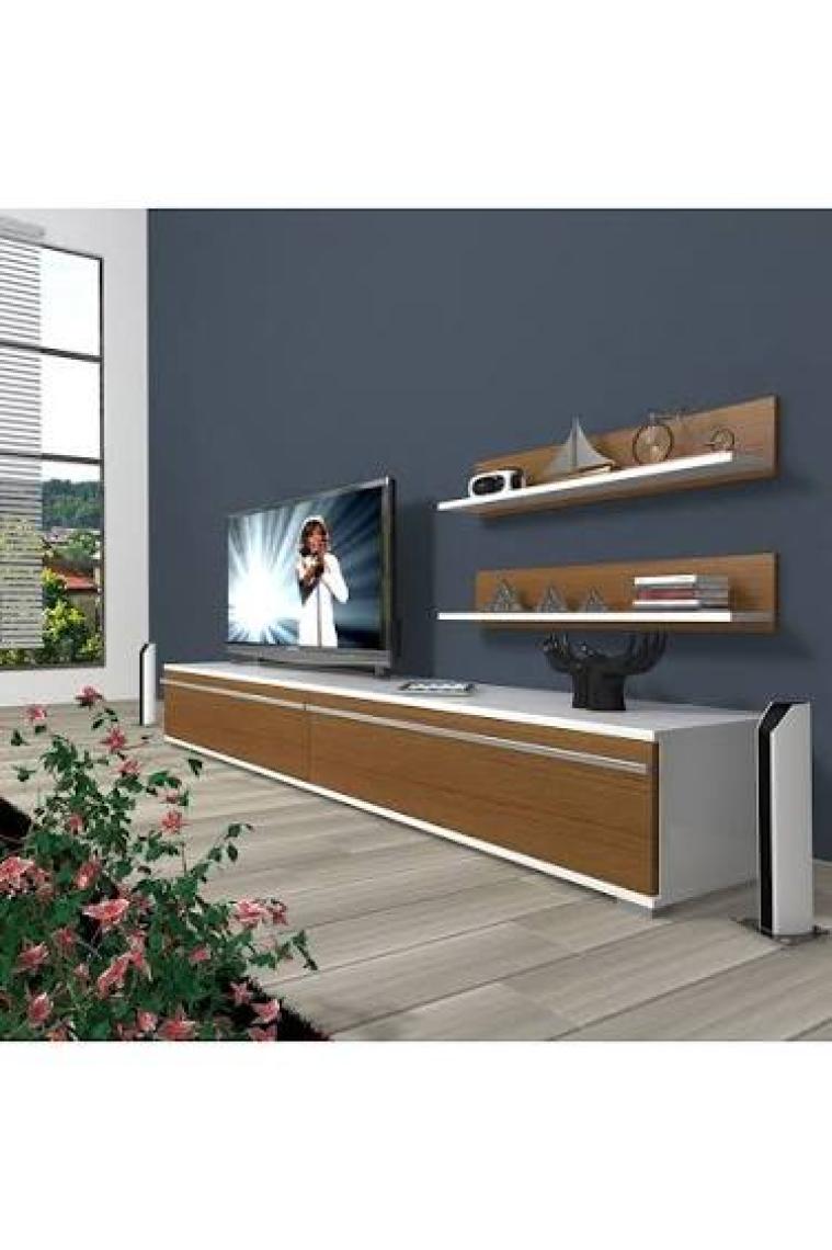 Decoraktiv Eko 4 Mdf Std Tv Ünitesi Tv Sehpası Beyaz Ceviz