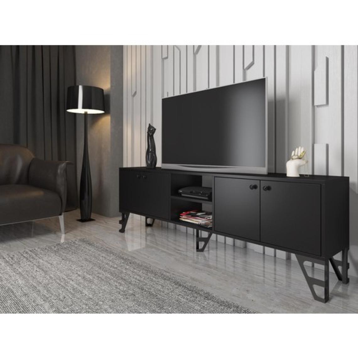 Wood'n Love Sofia 180 cm Metal Ayaklı Tv Ünitesi - Siyah / Siyah