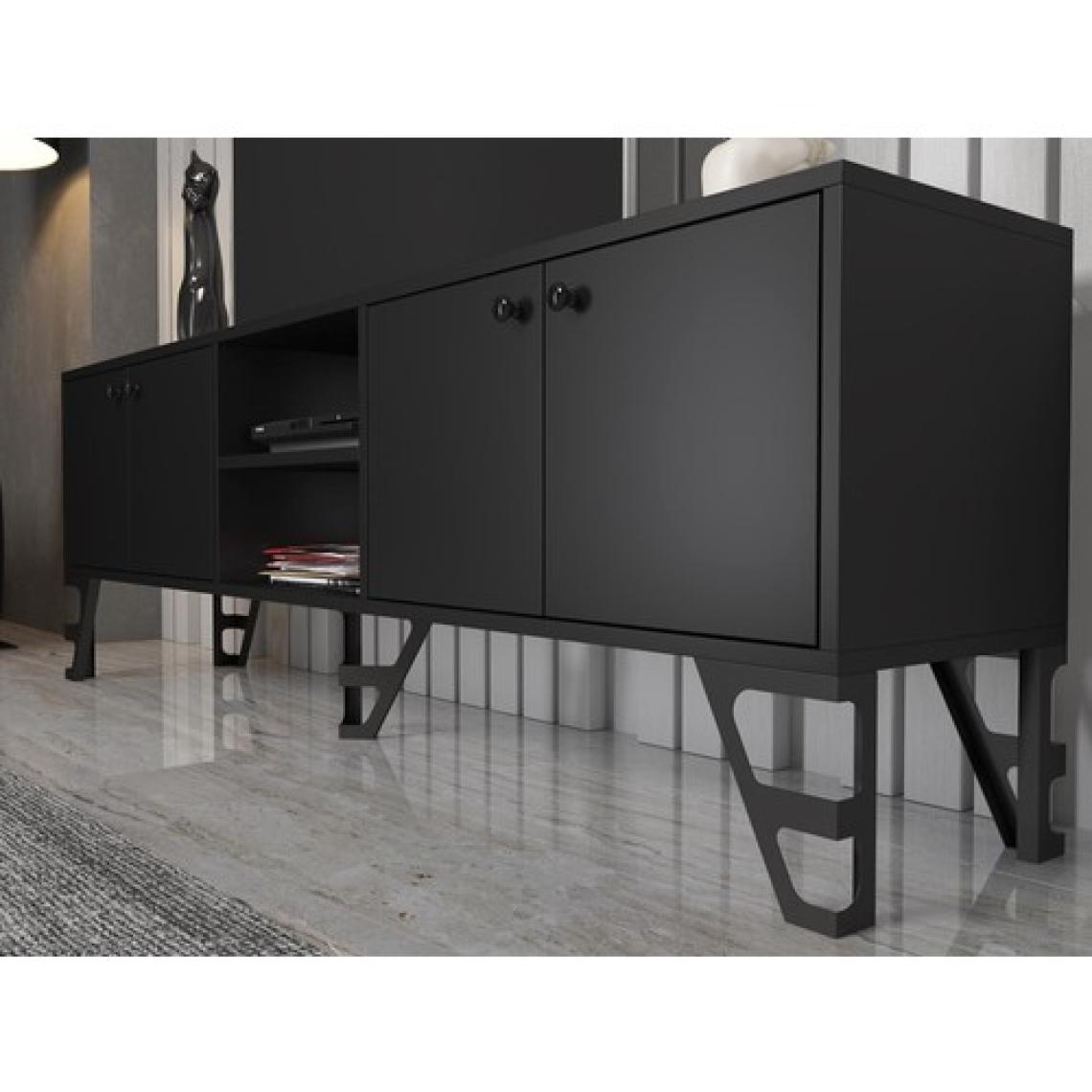 Wood'n Love Sofia 180 cm Metal Ayaklı Tv Ünitesi - Siyah / Siyah