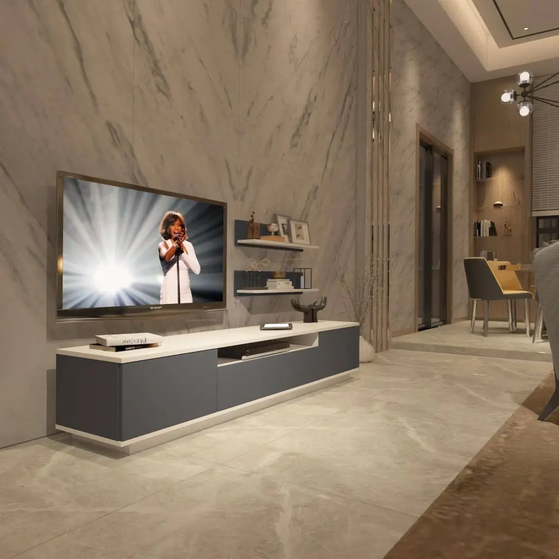 Decoraktiv Trendstyle 4s Mdf Tv Ünitesi Tv Sehpası Beyaz Antrasit
