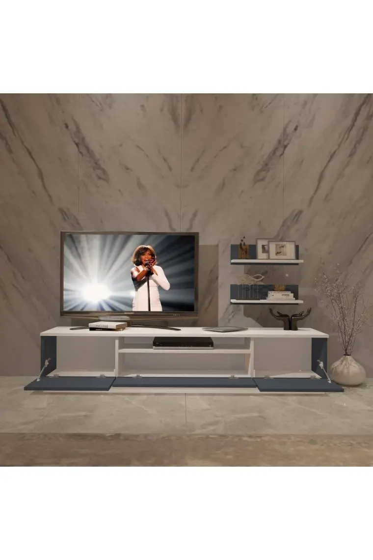 Decoraktiv Trendstyle 4s Mdf Tv Ünitesi Tv Sehpası Beyaz Antrasit
