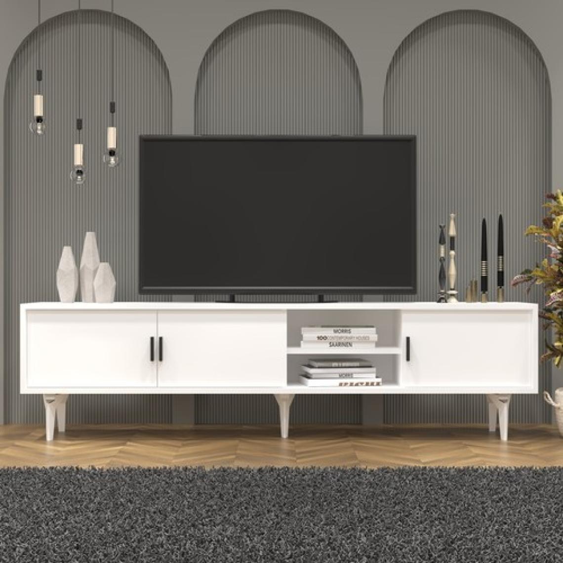 Cool Home Marin Tv Ünitesi Tv Sehpası 180 cm , Raflı , Beyaz