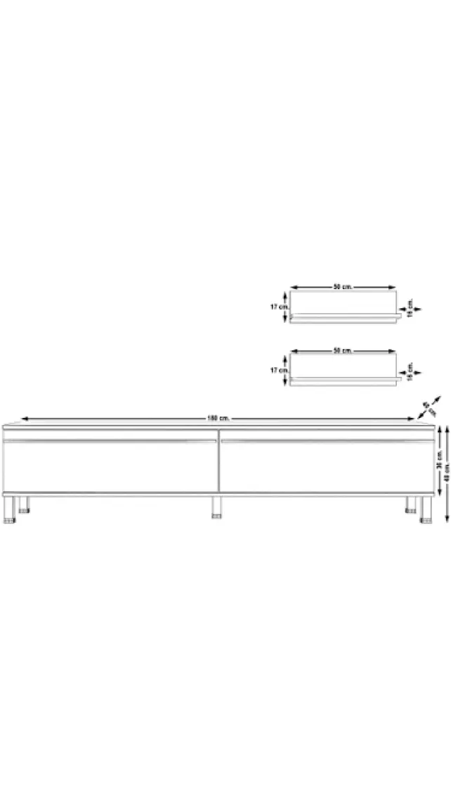 Decoraktiv Eko 4 Mdf Std Krom Ayaklı Tv Ünitesi Tv Sehpası Beyaz Ceviz