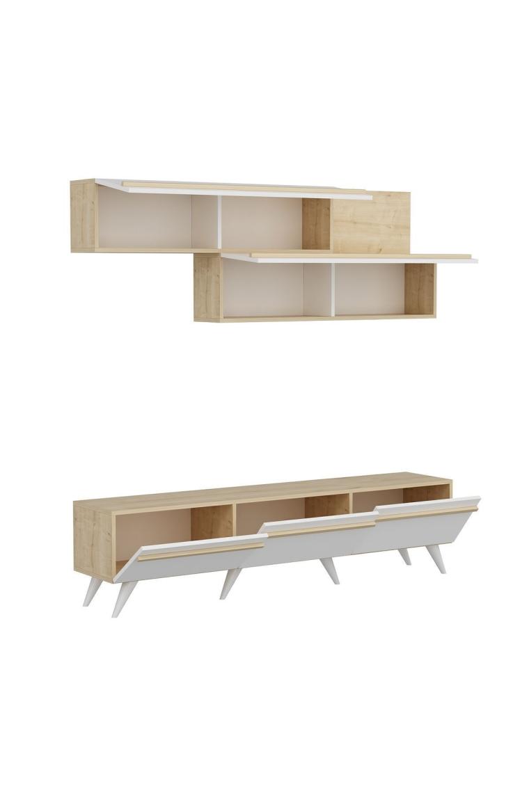 İnarch Dizayn Amsterdam Tv Ünitesi Beyaz Safir Meşe