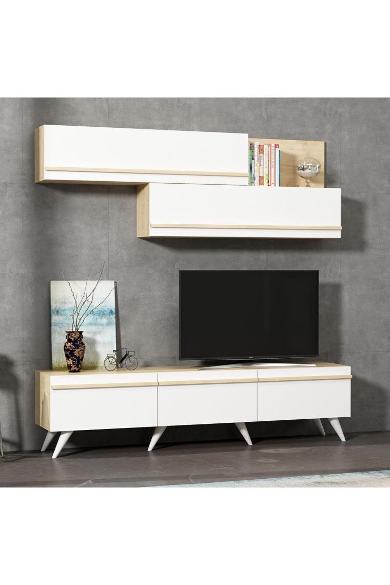 İnarch Dizayn Amsterdam Tv Ünitesi Beyaz Safir Meşe