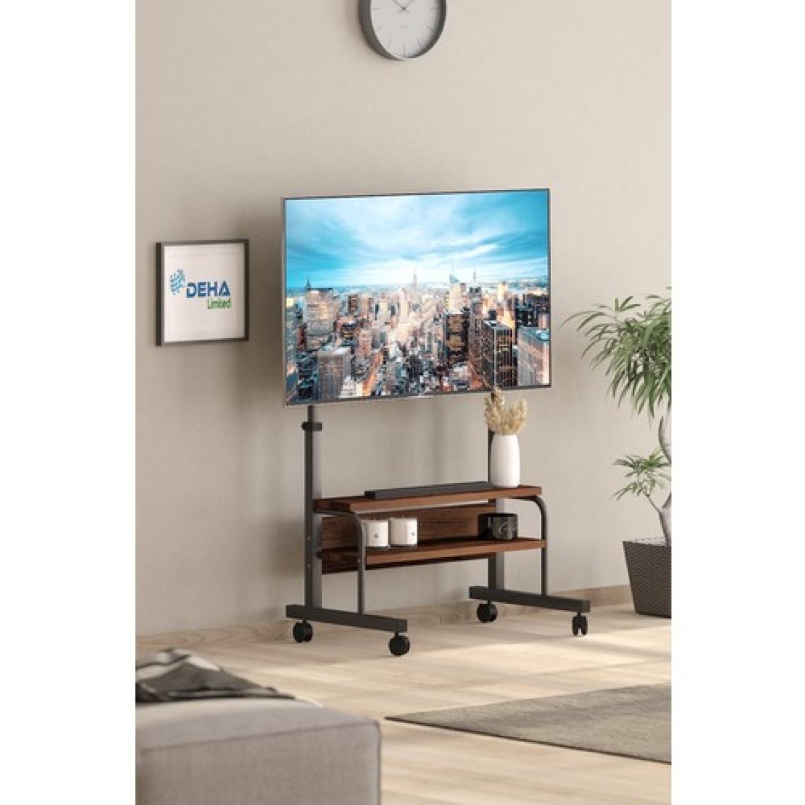 Frenli Tekerlekli Yükseklik Ayarlı Tv Duvar Paneli  Tv Standı Konsol Hareketli Televizyon Ünitesi