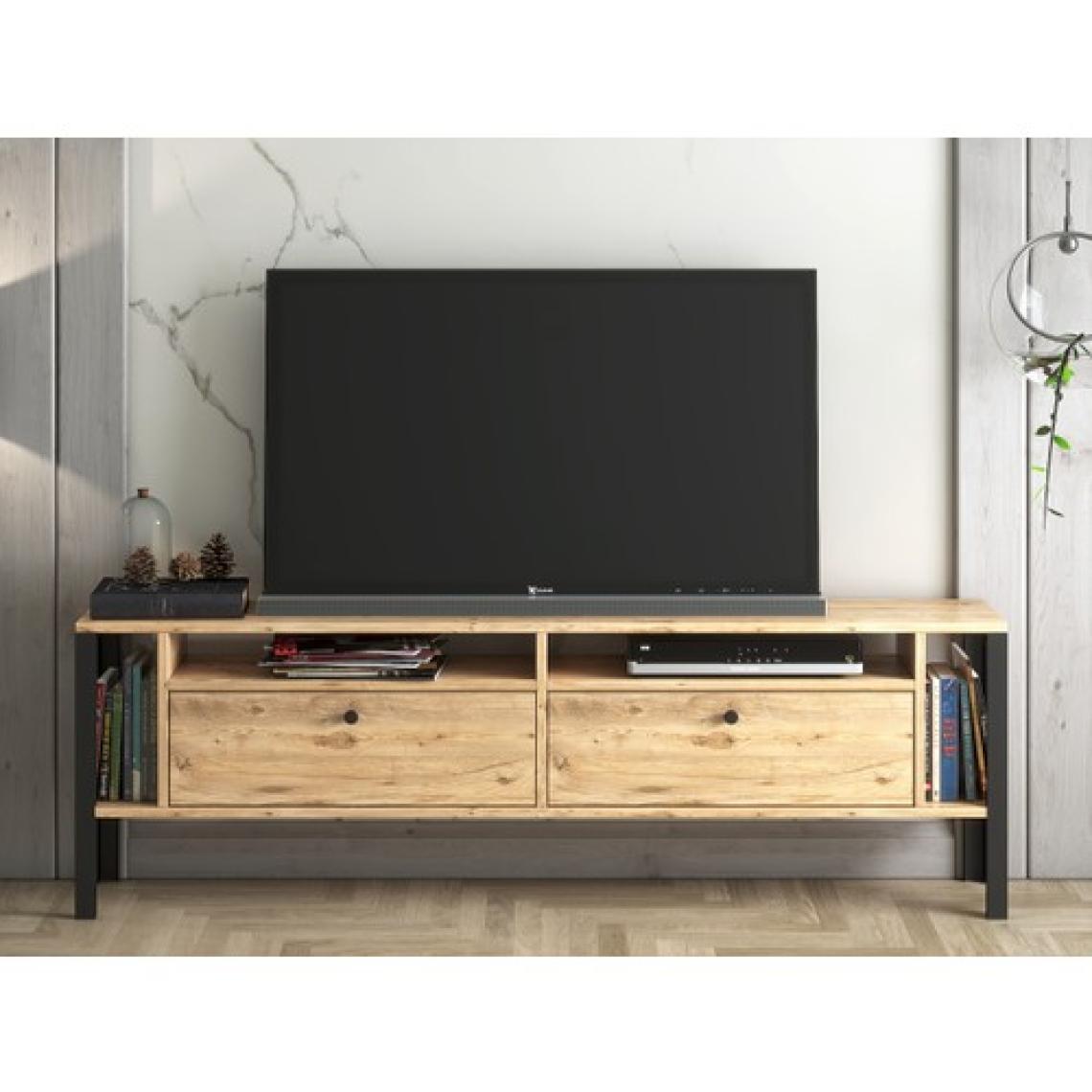 Wood'n Love Atlanta Metal Ayaklı Tv Ünitesi - Atlantik Çam / Siyah