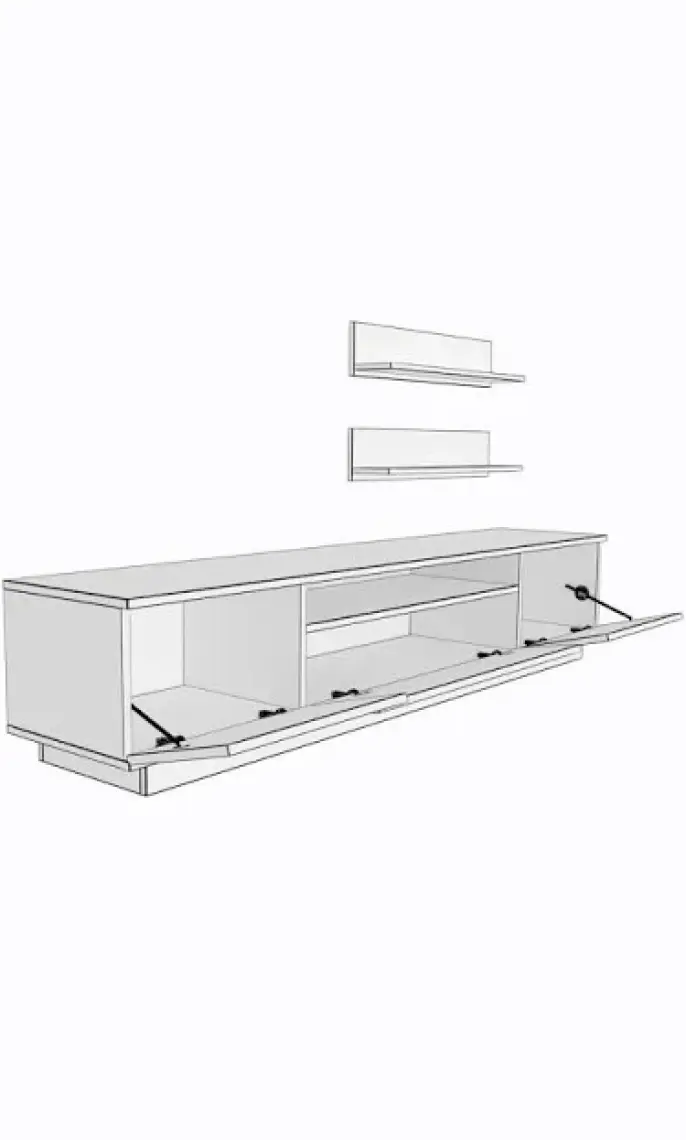 Decoraktiv Trendstyle 4s Mdf Tv Ünitesi Tv Sehpası Beyaz Siyah Mermer
