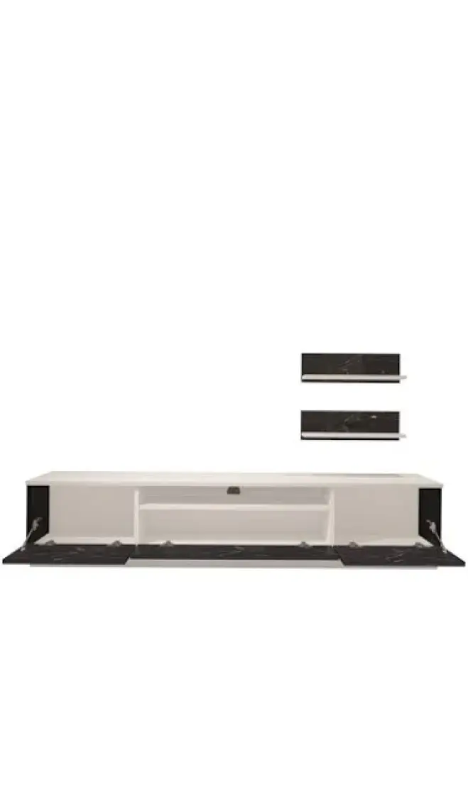 Decoraktiv Trendstyle 4s Mdf Tv Ünitesi Tv Sehpası Beyaz Siyah Mermer