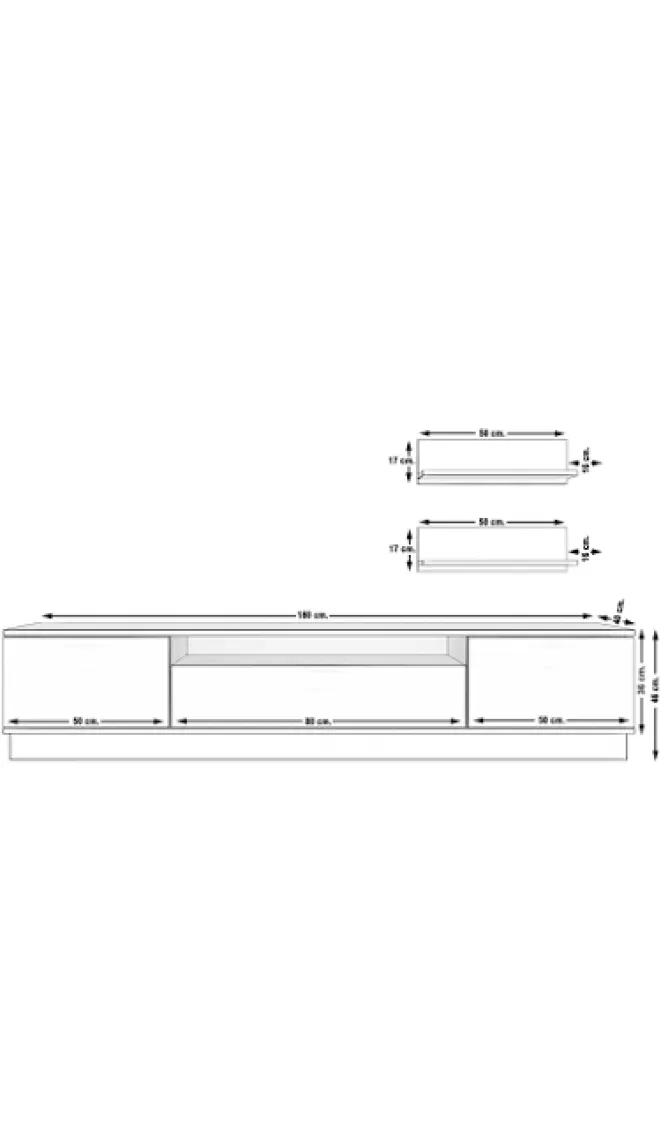 Decoraktiv Trendstyle 4s Mdf Tv Ünitesi Tv Sehpası Beyaz Siyah Mermer