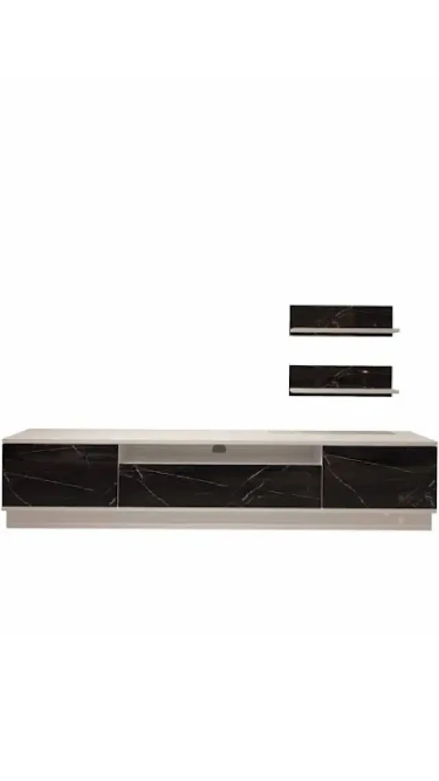 Decoraktiv Trendstyle 4s Mdf Tv Ünitesi Tv Sehpası Beyaz Siyah Mermer