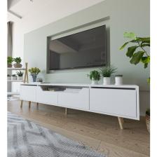 VM VERTEX MOBİLYA Roma Ahşap Ayaklı Tv Ünitesi Tv Sehpası Beyaz