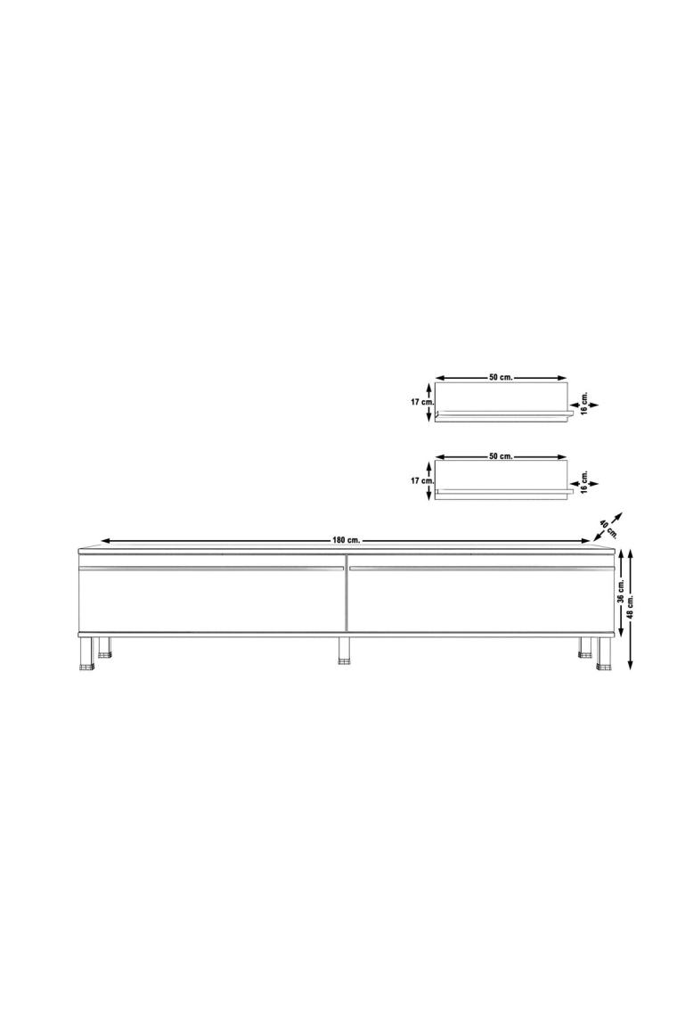 Decoraktiv Eko 4 Mdf Std Krom Ayaklı Tv Ünitesi Tv Sehpası Ceviz Antrasit