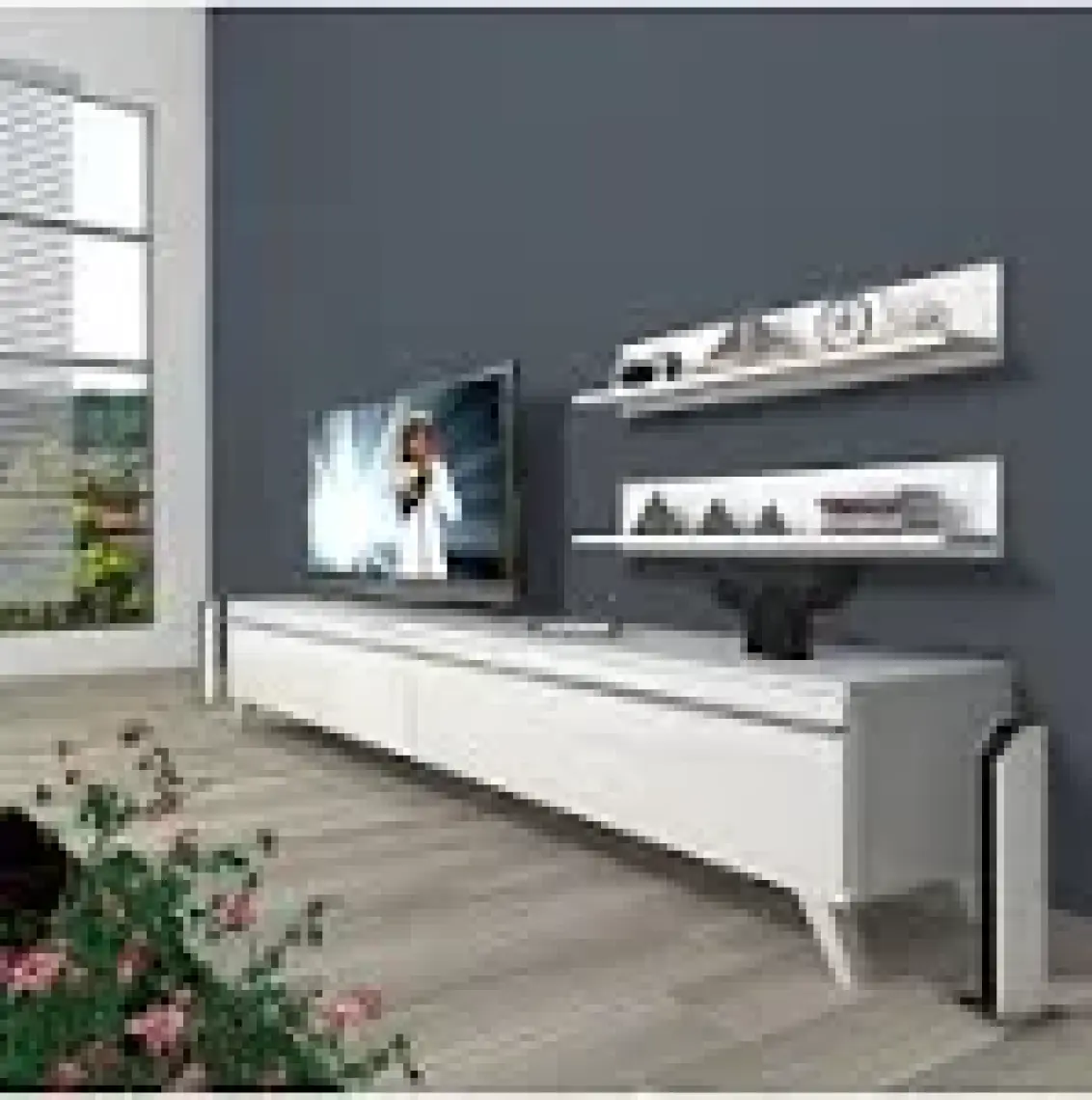 Decoraktiv Eko 4 Mdf Std Retro Tv Ünitesi Tv Sehpası Parlak Beyaz