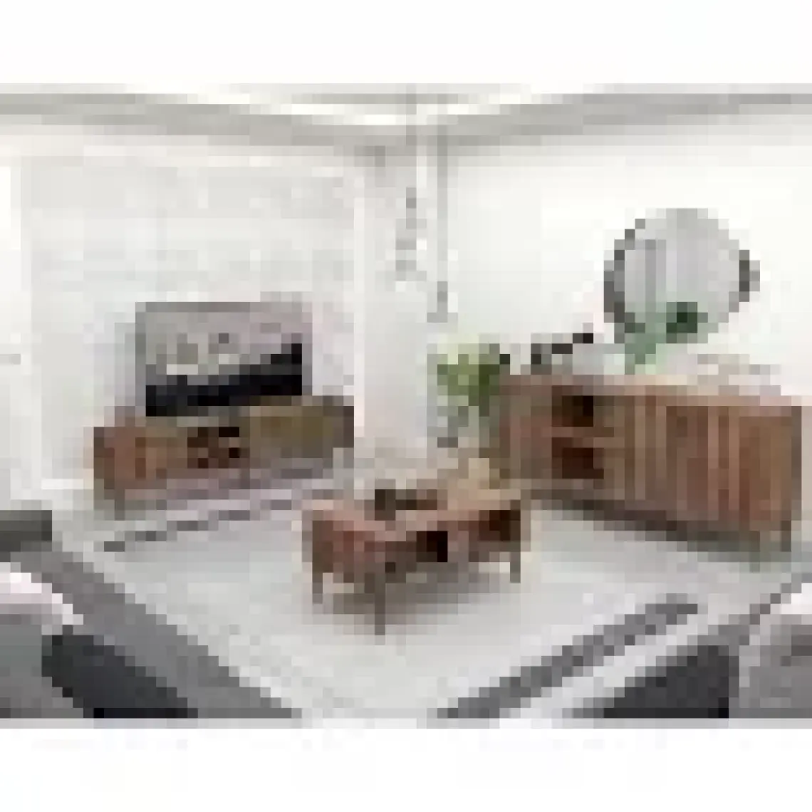 Mezza Set 1583-2072-1622 Exxen (Ahşap Ayaklı) Tv Ünitesi - Orta Sehpa - Konsol Seti Hat Rengi