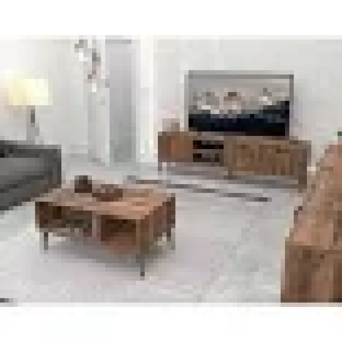 Mezza Set 1583-2072-1622 Exxen (Ahşap Ayaklı) Tv Ünitesi - Orta Sehpa - Konsol Seti Hat Rengi