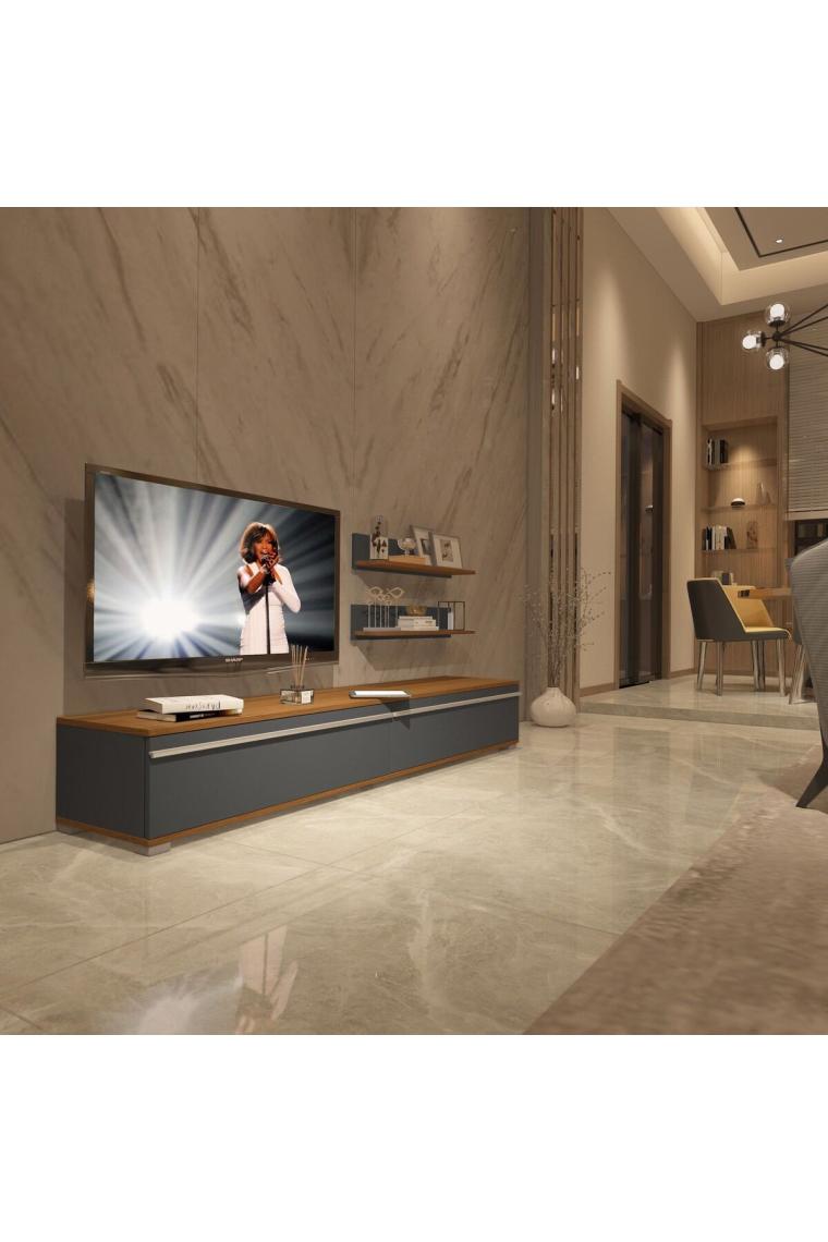 Decoraktiv Eko 4 Mdf Std Tv Ünitesi Tv Sehpası Ceviz Antrasit