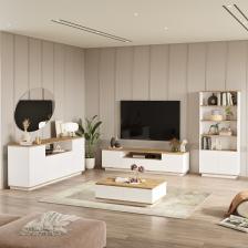Yurudesign Future Tv Ünitesi Orta Sehpa Konsol Kitaplık 4'lü Set Çam-Beyaz FR19-AW