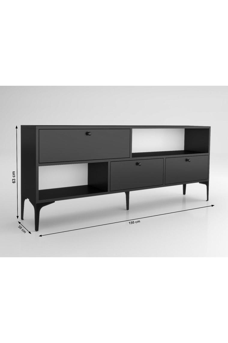 Wood'n Love Katre 150 cm Metal Ayaklı Tv Ünitesi - Siyah / Siyah