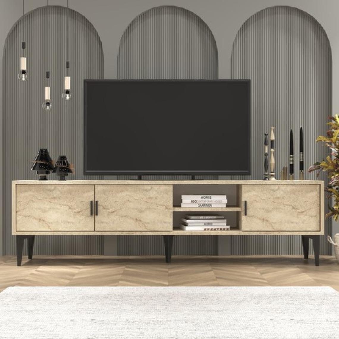 Marin Tv Ünitesi Tv Sehpası 180 cm Traverten ( Mermer Desen )