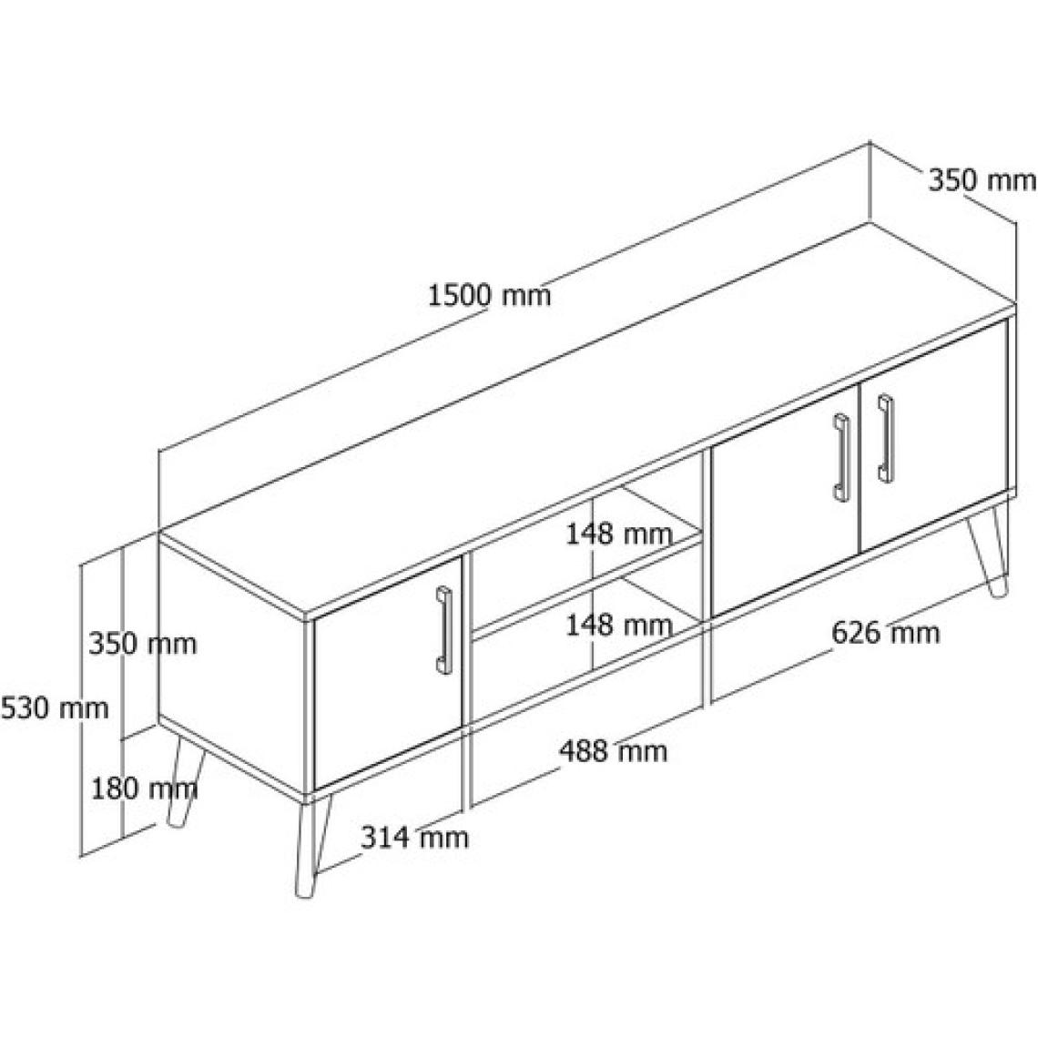 Mezza 1584 Exxen 150 cm Ahşap Ayaklı Tv Ünitesi Sepet-Beyaz