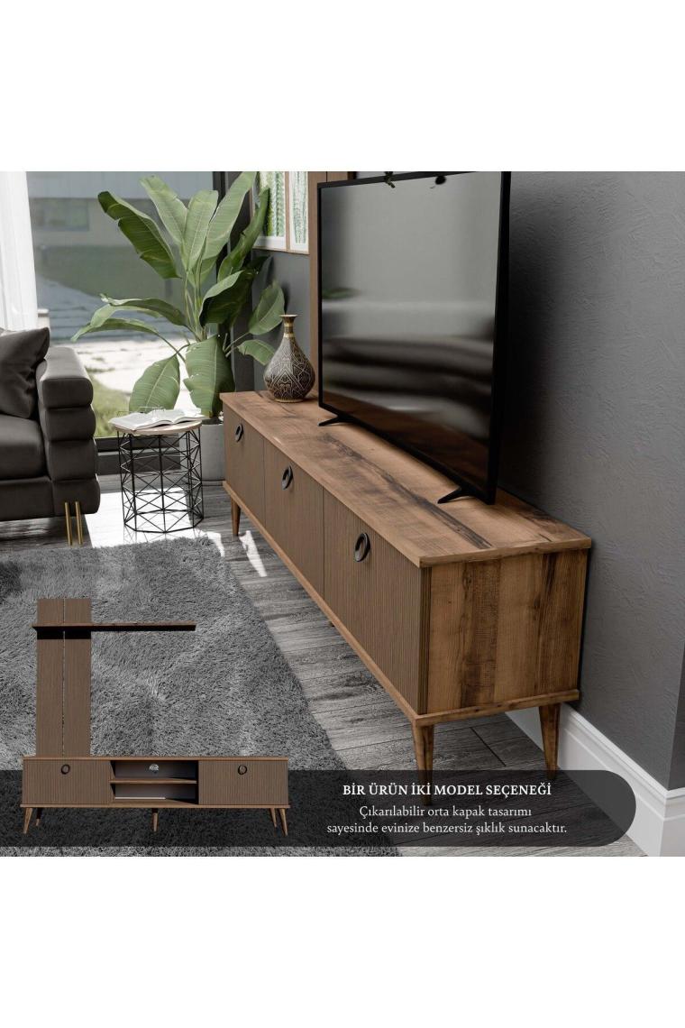 Mezza 1380 Terra 180 cm (Ahşap Ayaklı) Tv Ünitesi Hat - Kaplan