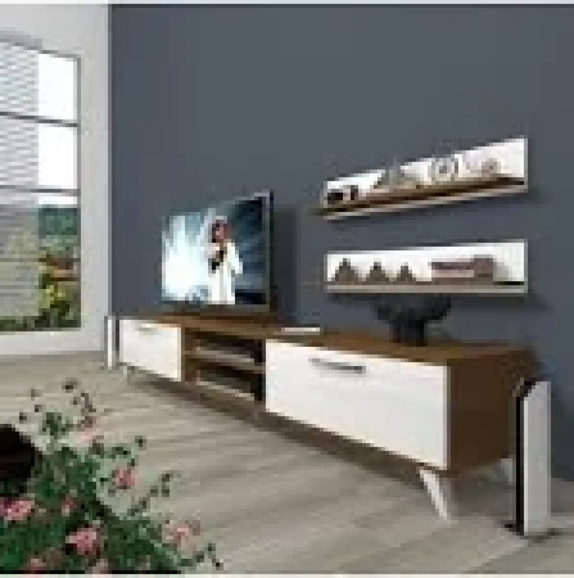 Decoraktiv Eko 4 Mdf Dvd Retro Tv Ünitesi Tv Sehpası Ceviz Beyaz