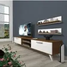 Decoraktiv Eko 4 Mdf Dvd Retro Tv Ünitesi Tv Sehpası Ceviz Beyaz