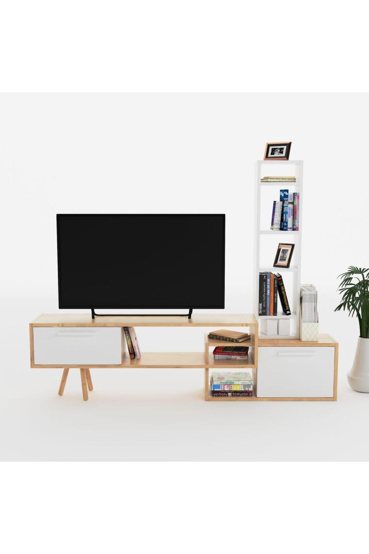 Lagomood Manzara Tv Ünitesi Tv Sehpası Beyaz -  Meşe