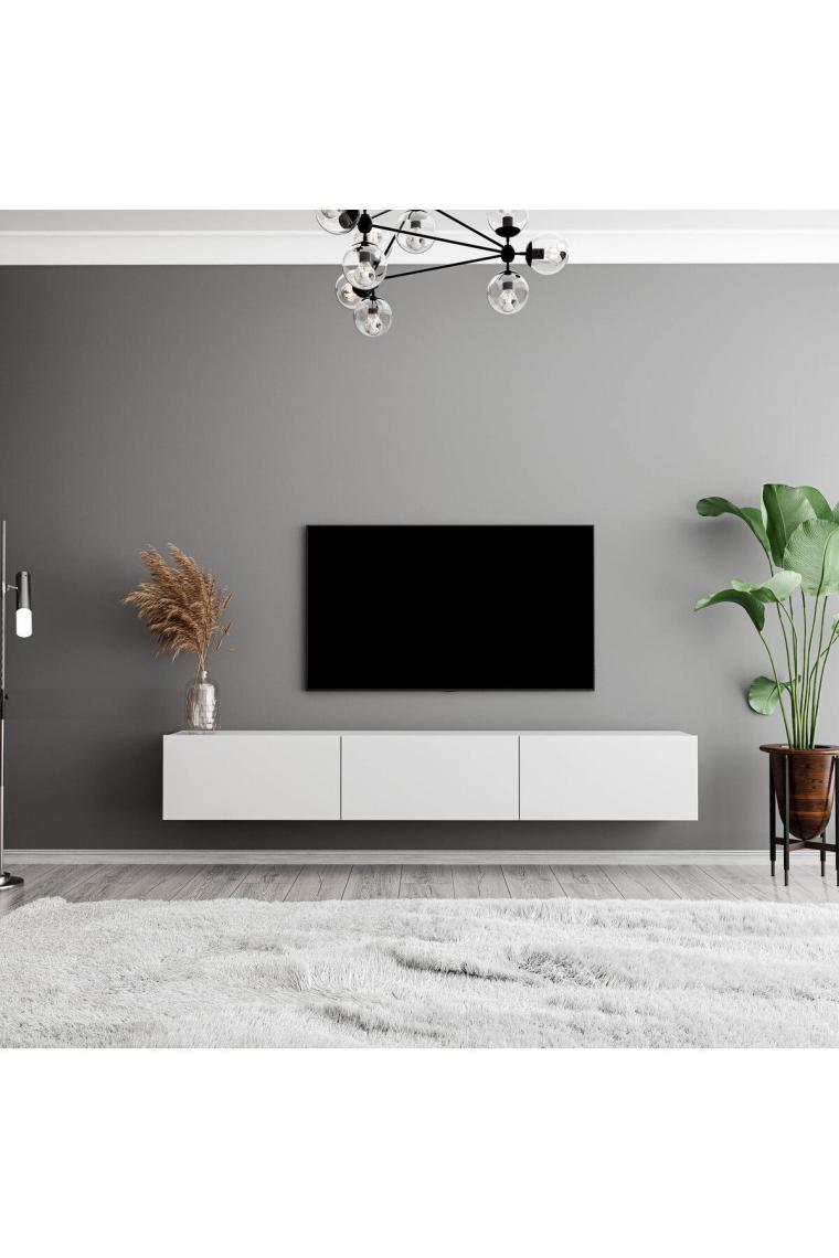 Mezza 1230 Sole 3 Kapaklı Kulpsuz 180 cm Tv Ünitesi Beyaz