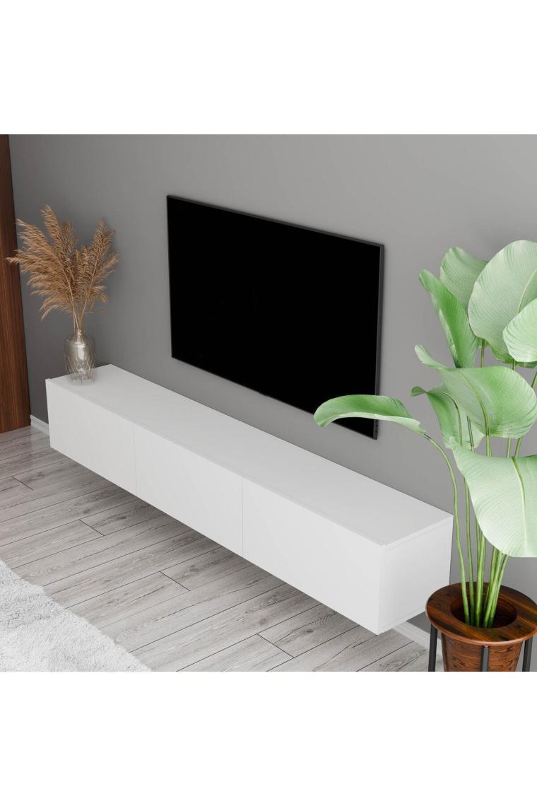 Mezza 1230 Sole 3 Kapaklı Kulpsuz 180 cm Tv Ünitesi Beyaz