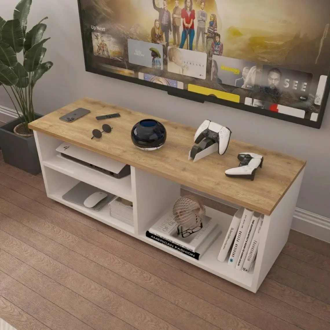 Pratico Tiny Tek Raflı 3 Gözlü Sonomo Beyaz Tv Ünitesi