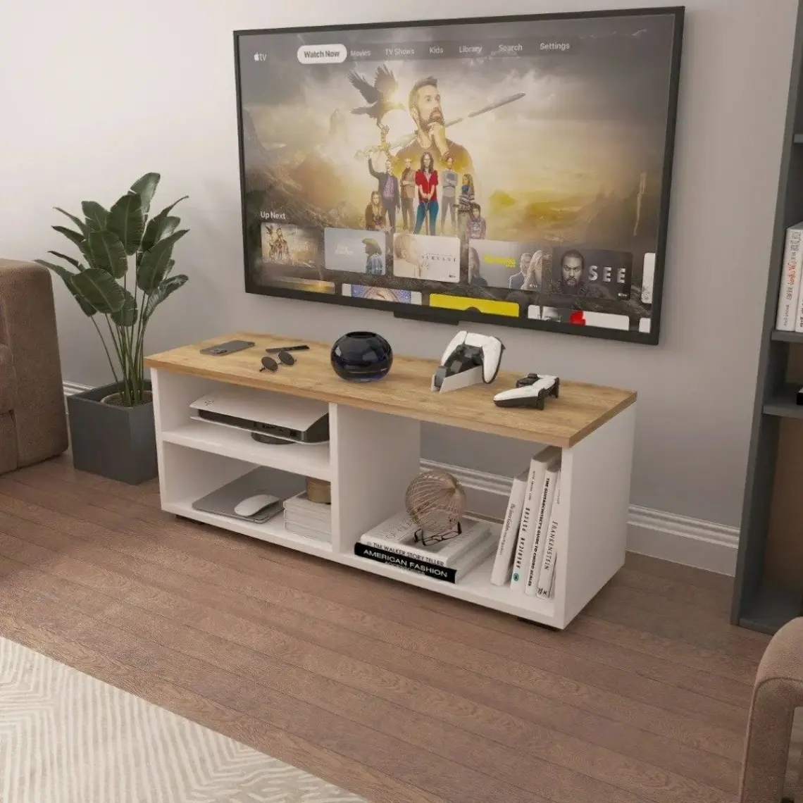 Pratico Tiny Tek Raflı 3 Gözlü Sonomo Beyaz Tv Ünitesi