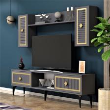Cantek Dizayn 150 cm Nil Tv Ünitesi Antrasit-Altın