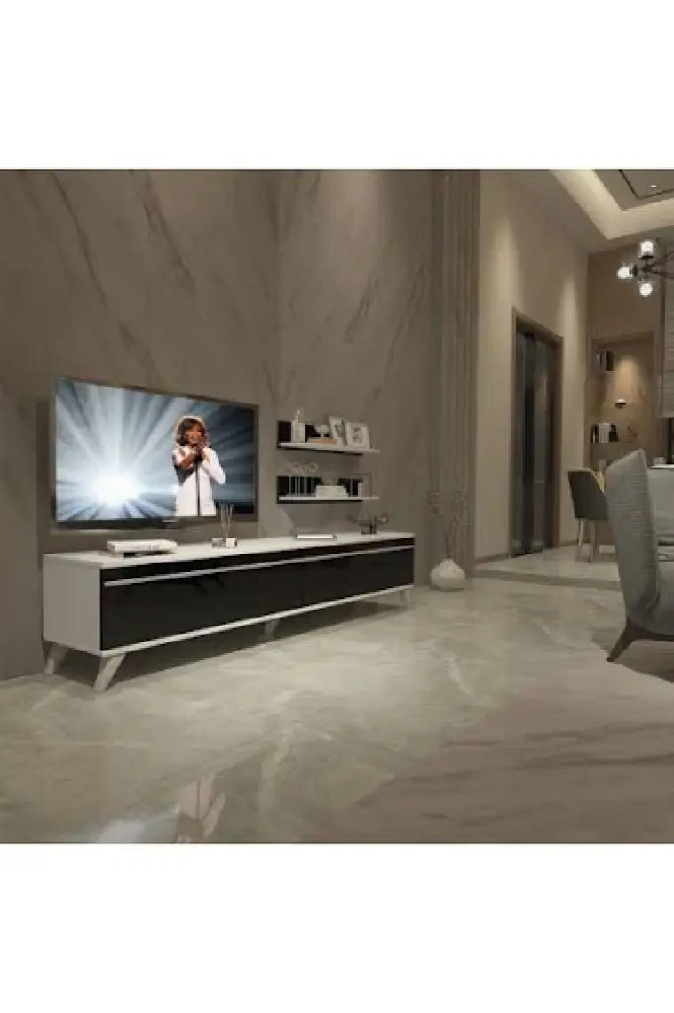 Decoraktiv Eko 4 Mdf Std Retro Tv Ünitesi Tv Sehpası Beyaz Ceviz