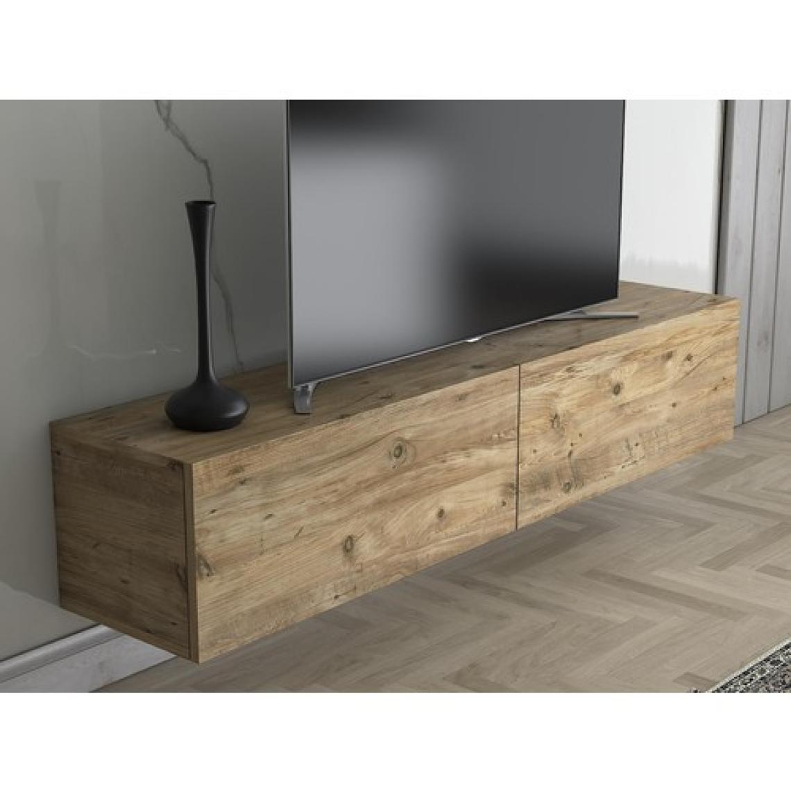 Wood'n Love Toprak 150 cm Duvara Monte Tv Ünitesi - Atlantik Çam / Siyah