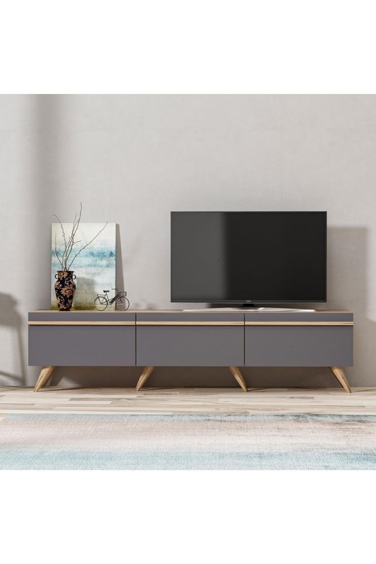 İnarch Dizayn Amsterdam Style Alt Modül Tv Ünitesi Antrasit/Kilim