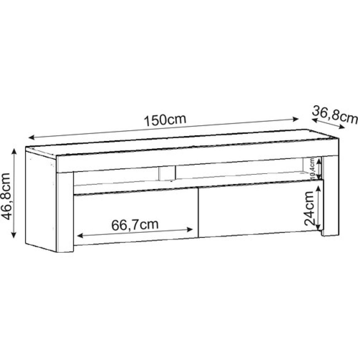 İnarch Dizayn Batı LED Işıklı 2 Kapaklı Tv Ünitesi Tv Sehpası Ahşap Siyah