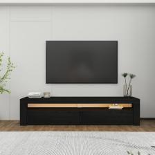 İnarch Dizayn Batı LED Işıklı 2 Kapaklı Tv Ünitesi Tv Sehpası Ahşap Siyah