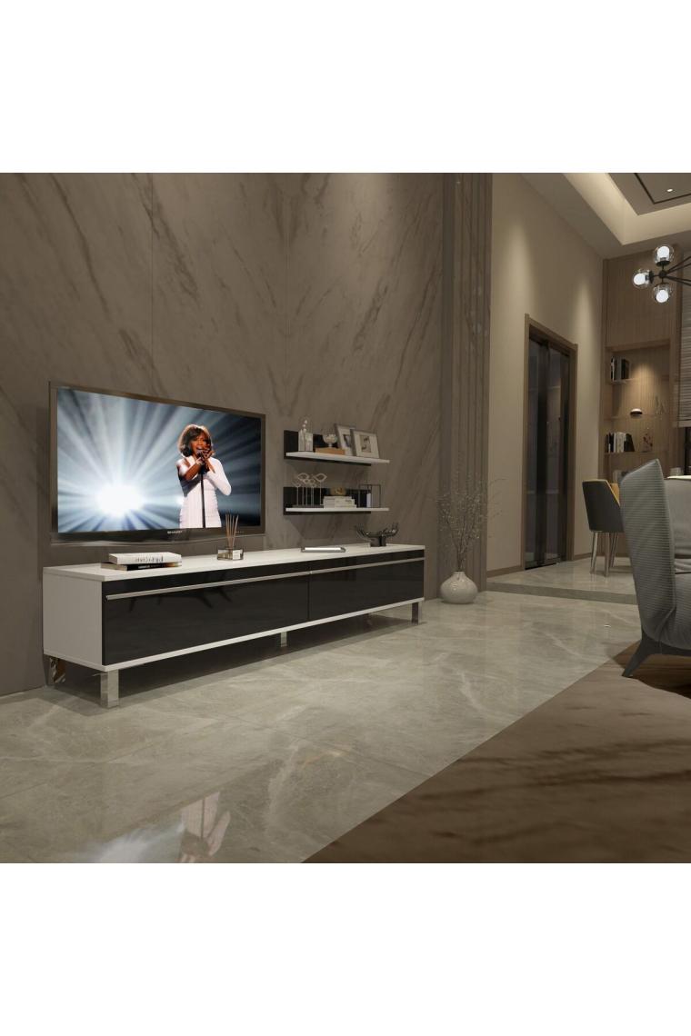 Decoraktiv Eko 4 Mdf Std Krom Ayaklı Tv Ünitesi Tv Sehpası Ceviz Antrasit